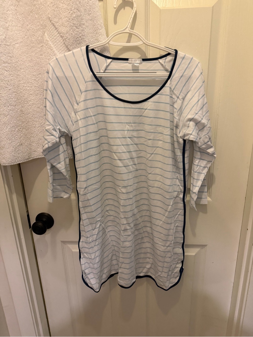 Striped Scoop Neck Tunic in White and Light Blue
